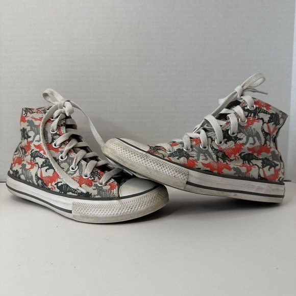 Converse All Star Chuck Taylor Dinosaurs Junior US SZ 2 Orange/Grey HighTop - Picture 6 of 13